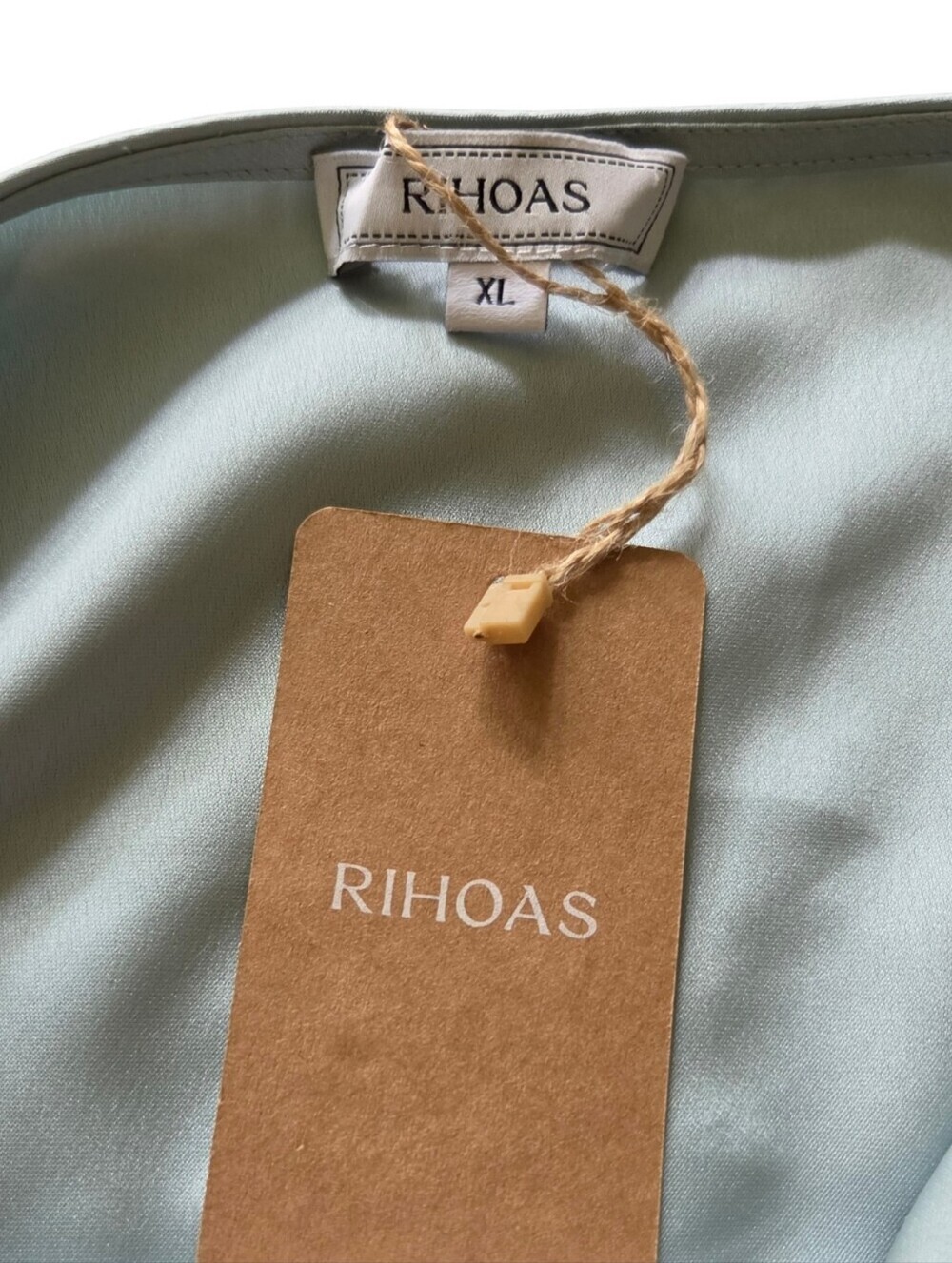 RIHOAS Sage Satin Cowl Neck Midi Dress with Side Slit - Picture 4 of 11